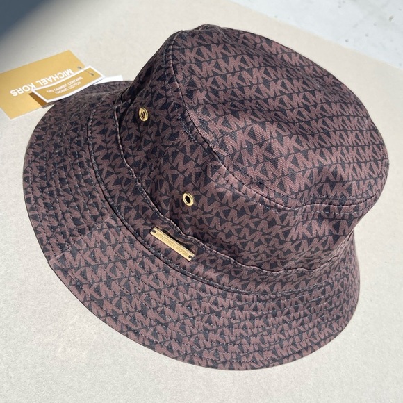 Michael Kors Accessories - (new+tag) Michael Kors bucket hat MK monogram brown black one size fits all (OS)